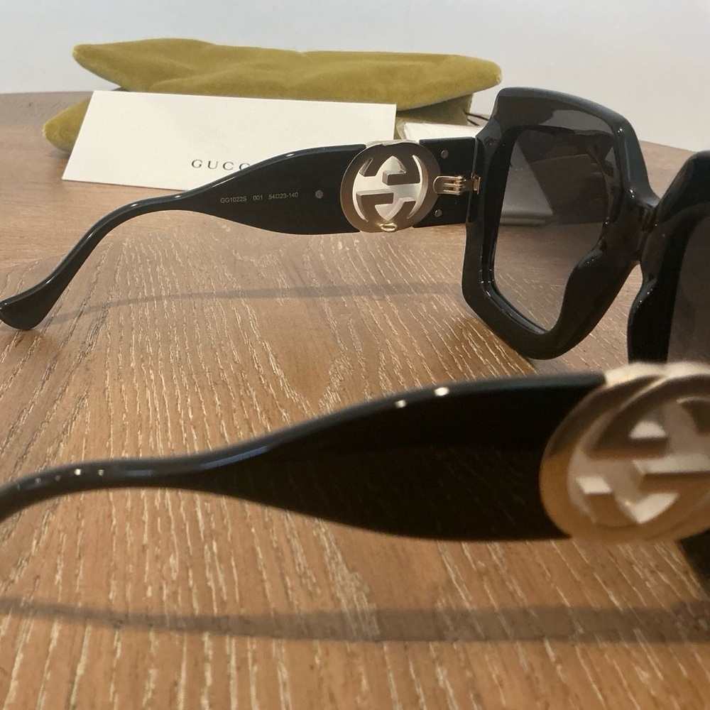 GUCCI Woman's Sunglasses Black Square Acetate Oversized ITALY - Picture 9 of 15